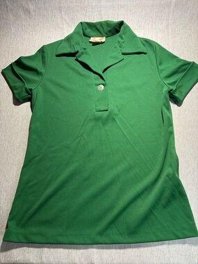 Women’s Vintage Green Short-Sleeve Polo Blouse